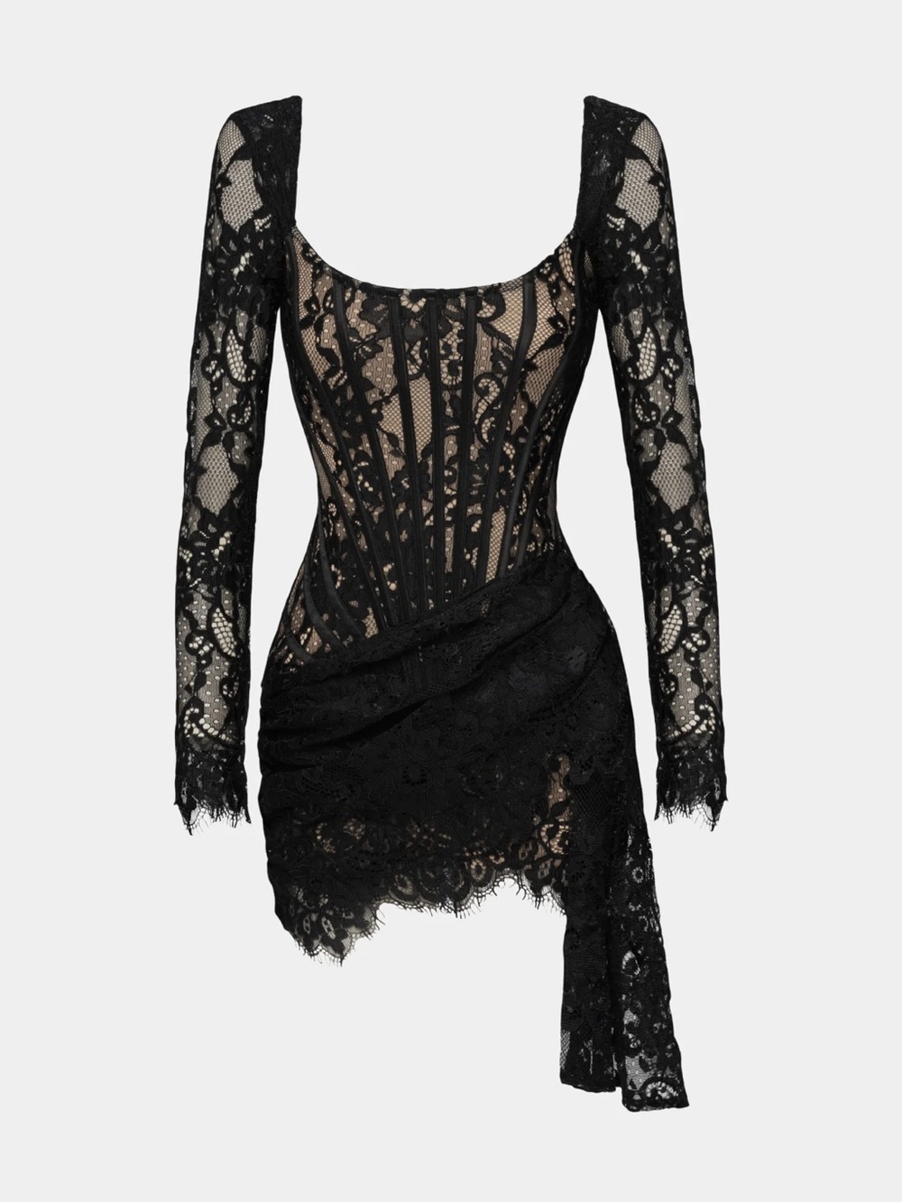 Heiress Beverly Hills The Lace Corset Long Sleeve Mini Dress
